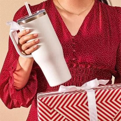 40Oz. Stainless Steel Tumbler with Handle & Straw