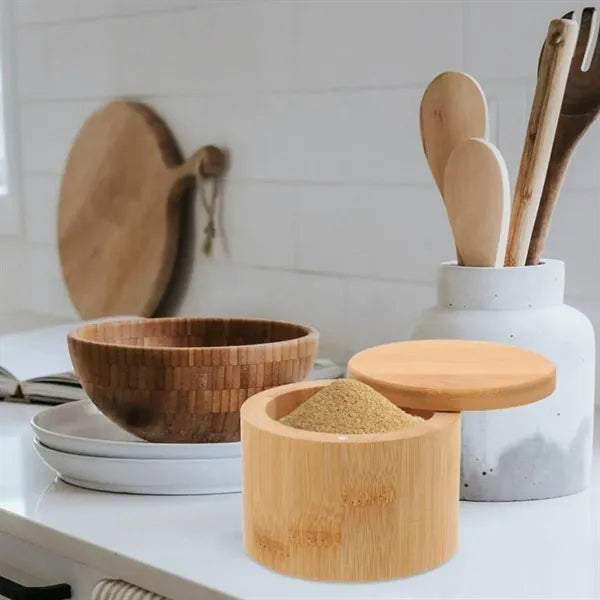 Bamboo Storage Box with Lid for Spices & Essentials