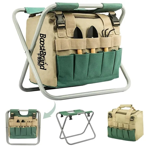 30L Folding Garden Stool with 5-Piece Tool Set & Bag