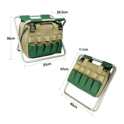 30L Folding Garden Stool with 5-Piece Tool Set & Bag