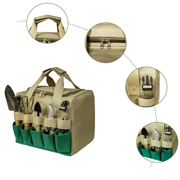 30L Folding Garden Stool with 5-Piece Tool Set & Bag