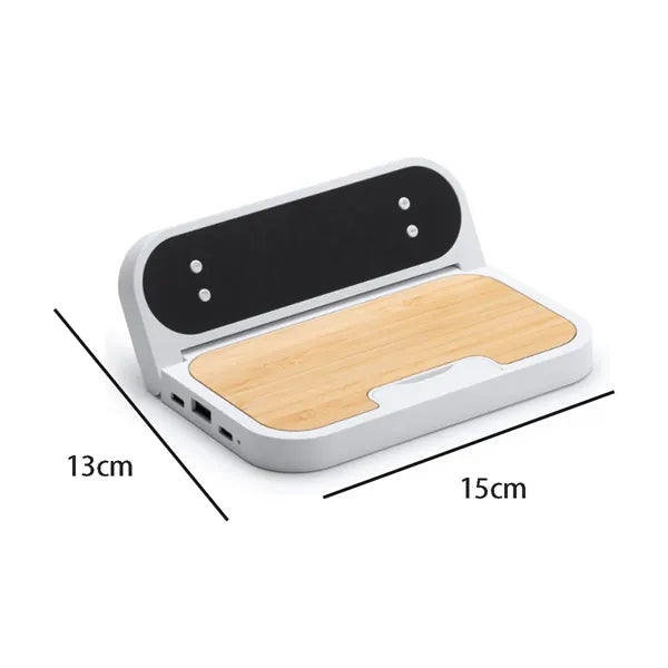 Bamboo Wireless Charging Clock Stand with LED Display