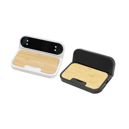 Bamboo Wireless Charging Clock Stand with LED Display