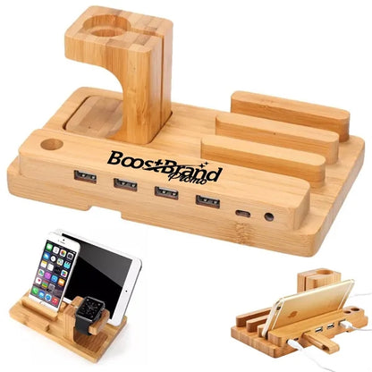 Bamboo Multi-Device Charging Dock & Organizer