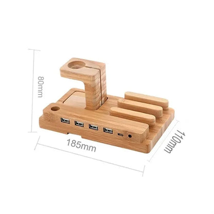 Bamboo Multi-Device Charging Dock & Organizer