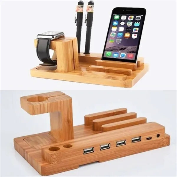 Bamboo Multi-Device Charging Dock & Organizer