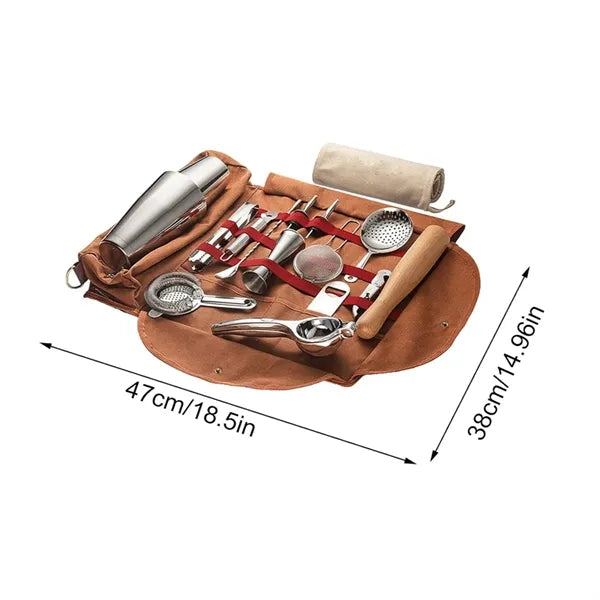 Canvas Bartender Tool Roll Bag Organizer