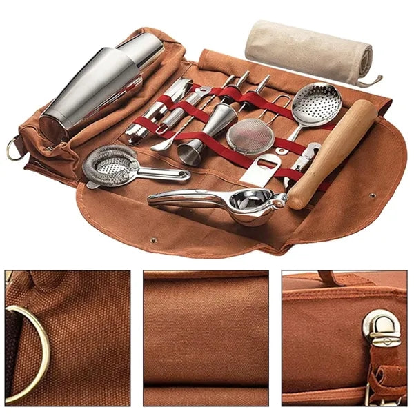 Canvas Bartender Tool Roll Bag Organizer