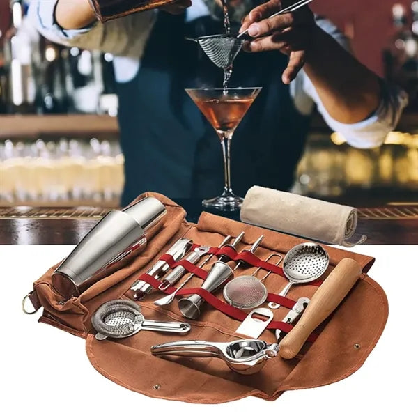 Canvas Bartender Tool Roll Bag Organizer