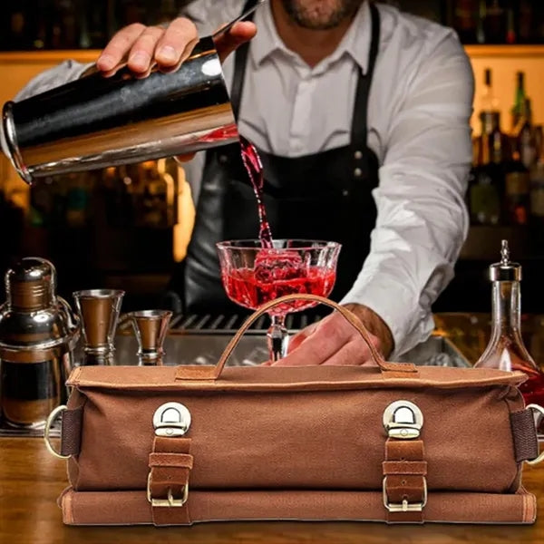 Canvas Bartender Tool Roll Bag Organizer