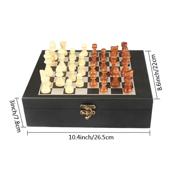 9-Piece Wine Tool and Chess Set Gift Box with Corkscrew