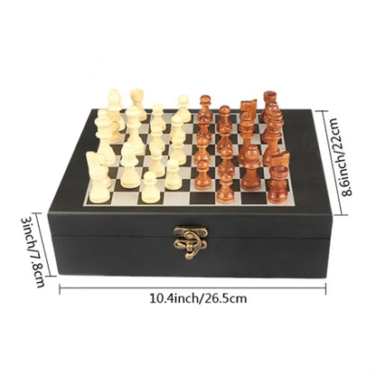9-Piece Wine Tool and Chess Set Gift Box with Corkscrew