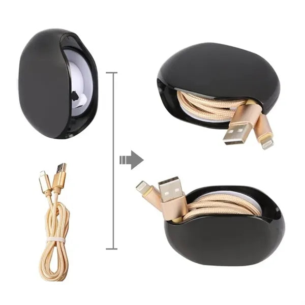 Round Cable Organizer Case for Earbuds and Charging Cords