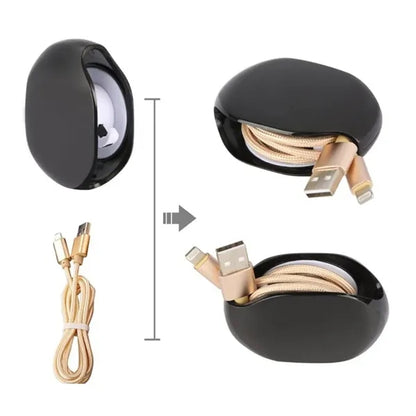 Round Cable Organizer Case for Earbuds and Charging Cords