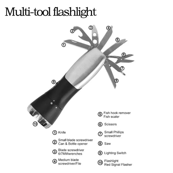 Multi-Purpose Outdoor Knife Lighting Warning Flashlight