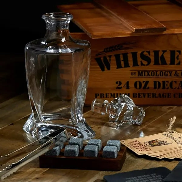Whiskey Chilling Stones Gift-Set W/ Wooden Tray and Gift Box