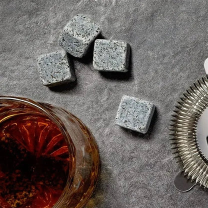 Whiskey Chilling Stones Gift-Set W/ Wooden Tray and Gift Box