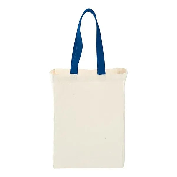 7 Oz Cotton Canvas Grocery Bag with Colored Handles