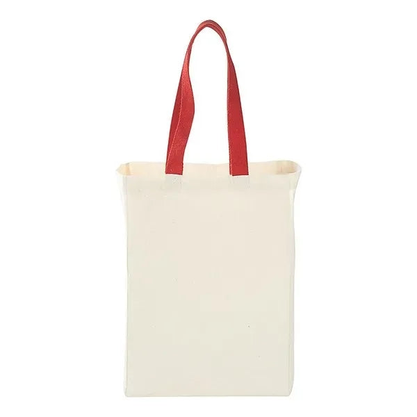 7 Oz Cotton Canvas Grocery Bag with Colored Handles