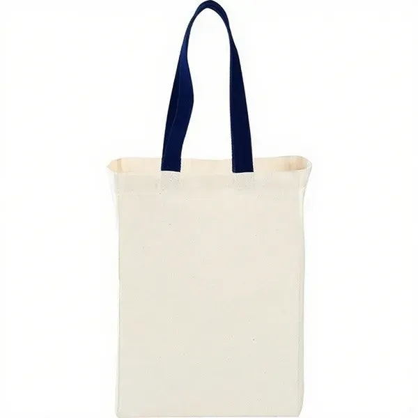 7 Oz Cotton Canvas Grocery Bag with Colored Handles