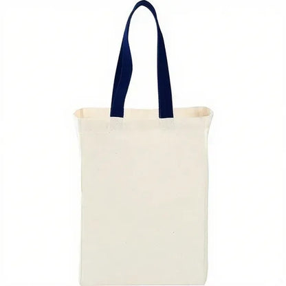 7 Oz Cotton Canvas Grocery Bag with Colored Handles