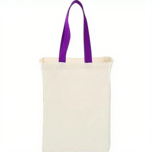 7 Oz Cotton Canvas Grocery Bag with Colored Handles