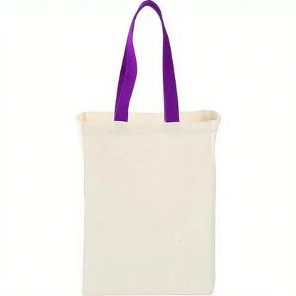 7 Oz Cotton Canvas Grocery Bag with Colored Handles