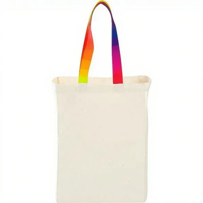 7 Oz Cotton Canvas Grocery Bag with Colored Handles