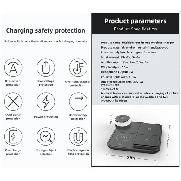 4 in 1 Foldable Wireless Multi-Protection Charger