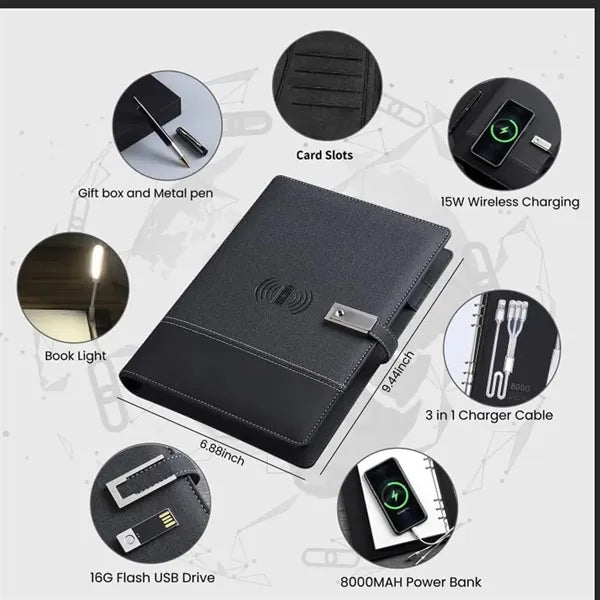 Rechargeable Laptop Power Bank Notepad With USB Flash Drive