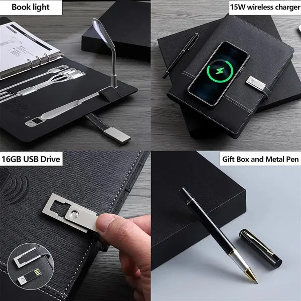 Rechargeable Laptop Power Bank Notepad With USB Flash Drive