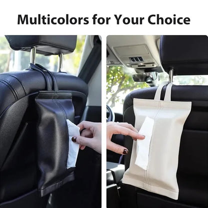 Multifunctional Multicolor Hanging Leather Car Tissue Holder