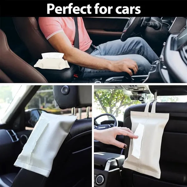Multifunctional Multicolor Hanging Leather Car Tissue Holder