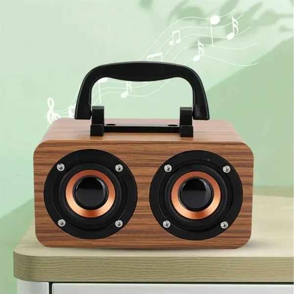 Wood Finish Bluetooth Speaker with Handle