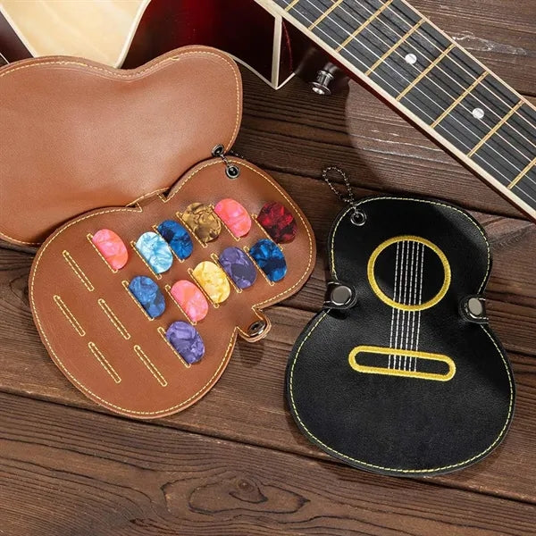 Mini Large Capacity Guitar Leather Embroidered Pick Bag