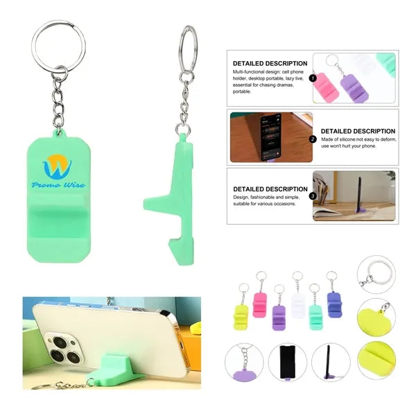 Portable Mini Card Slot Design PVC Phone Holder Keychain