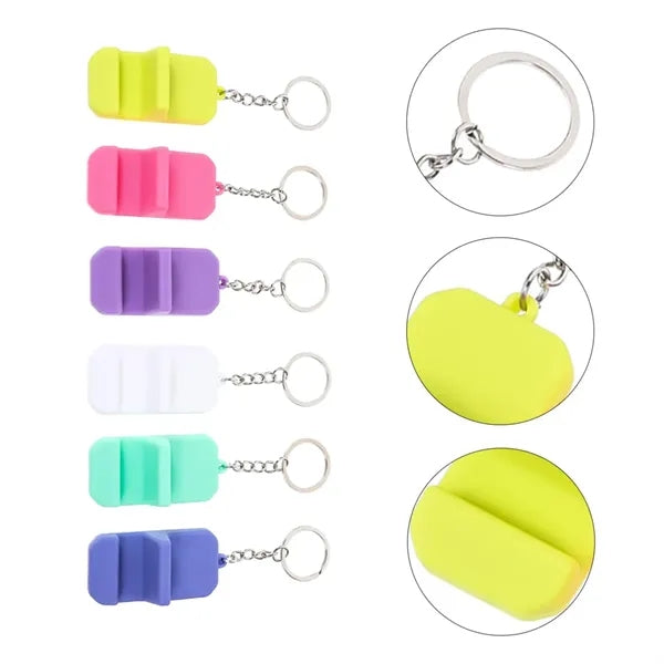 Portable Mini Card Slot Design PVC Phone Holder Keychain
