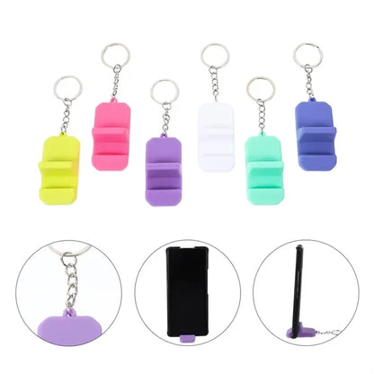 Portable Mini Card Slot Design PVC Phone Holder Keychain