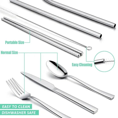 Thickened Stainless Steel Tableware Flatware Cutlery Set