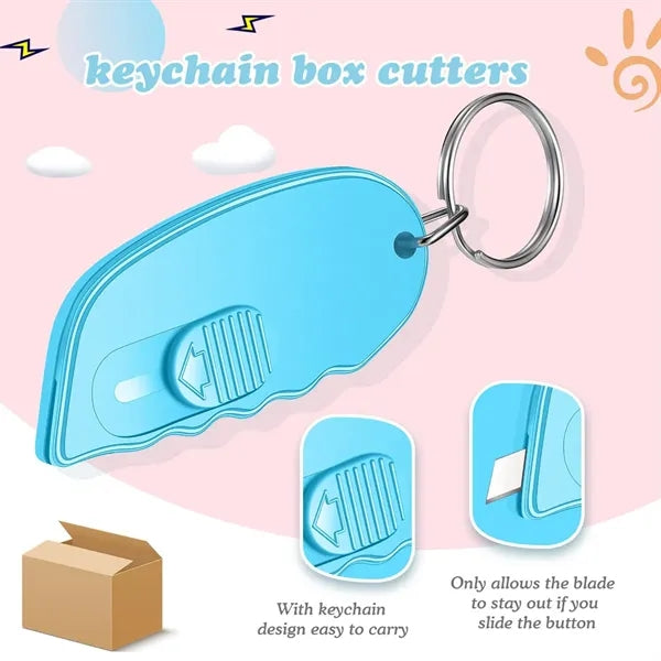 Mini Safety Automatic Rebound ABS Keyring Courier Knife