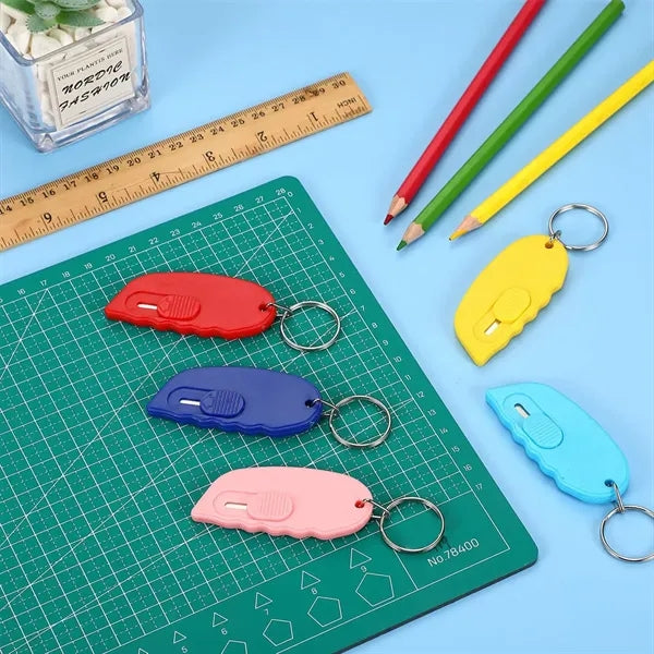 Mini Safety Automatic Rebound ABS Keyring Courier Knife