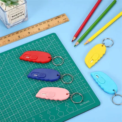 Mini Safety Automatic Rebound ABS Keyring Courier Knife