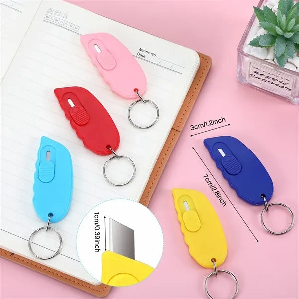 Mini Safety Automatic Rebound ABS Keyring Courier Knife