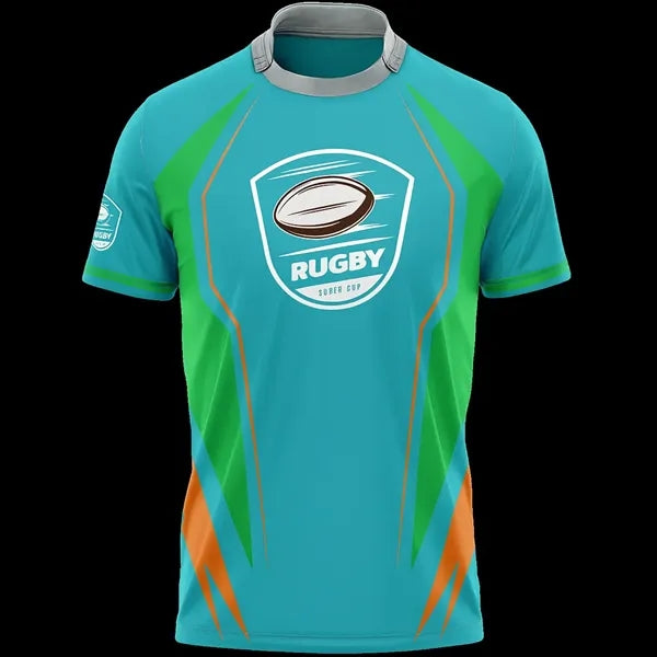 Unisex Collared Crew Neck Rugby Jersey Sublimated 280G Poly