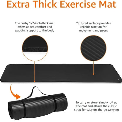 Extra Thick Exercise Yoga Mat with Carrying Strap