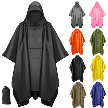 Adult Hooded Rain Poncho with Pocket