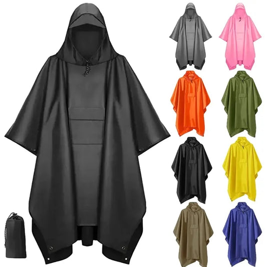 Adult Hooded Rain Poncho with Pocket