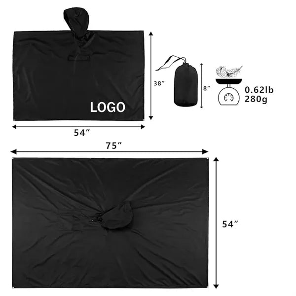 Adult Hooded Rain Poncho with Pocket