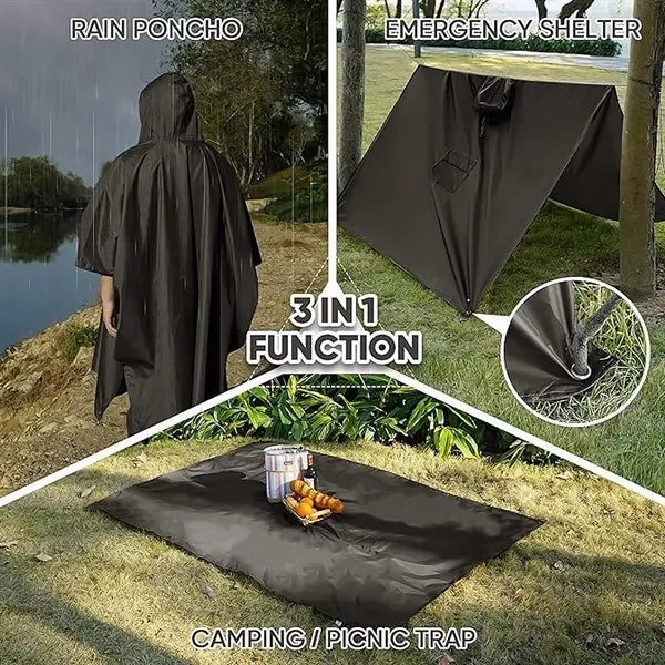 Adult Hooded Rain Poncho with Pocket