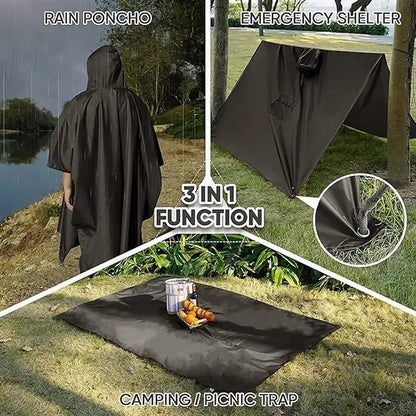Adult Hooded Rain Poncho with Pocket